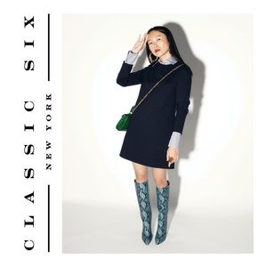 NWT CLASSIC SIX Twiggy Shift Dress In Navy Size 4